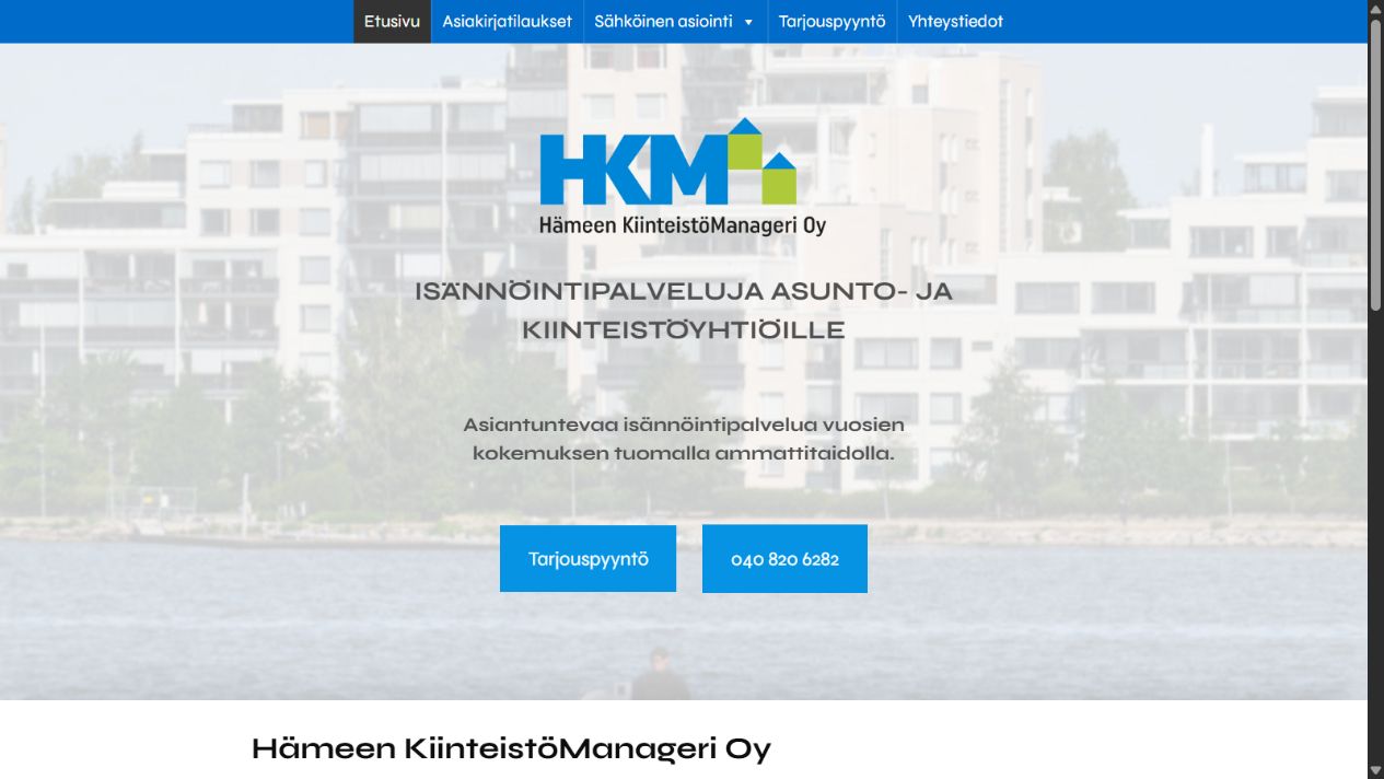 Case: Hämeen KiinteistöManageri – verkkosivusto ja sähköiset palvelut