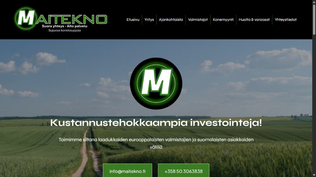 Case: Maitekno – monikielinen verkkosivusto konekaupan tueksi